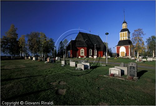 FINLAND - FINLANDIA - Hirtaniemi - chiesa e cimitero sul fiume Tomionjoki tra Tornio e Pello