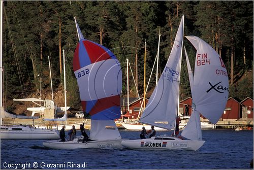 FINLAND - FINLANDIA - ISOLE ALAND - Mariehamn - barche a vela in regate di circolo nel porto occidentale