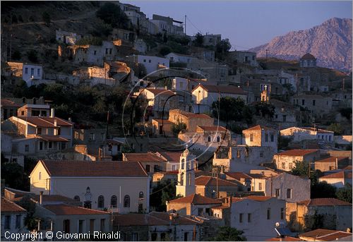 GREECE - CHIOS ISLAND (GRECIA - ISOLA DI CHIOS) - Volissos - veduta del borgo al tramonto