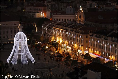 PORTUGAL - LISBON - LISBOA - PORTOGALLO - LISBONA - veduta serale con decorazioni natalizie del Rossio