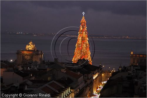 PORTUGAL - LISBON - LISBOA - PORTOGALLO - LISBONA - veduta serale della Baixa con l'albero di natale di Praca do Comercio