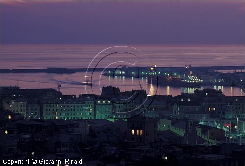 ITALY - LIGURIA - GENOVA - veduta panoramica serale del porto