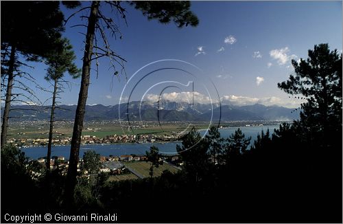 ITALY - LIGURIA - FOCE DEL FIUME MAGRA (SP) - veduta da Montemarcello tra Bocca di Magra e Fiumaretta di Ameglia - sullo sfondo le Alpi Apuane