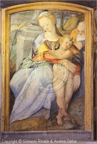 ITALY - ANGHIARI (AR) - Museo Statale di Palazzo Taglieschi - Sala XI: affresco con la Sacra Famiglia e i Santi Giovanni Battista e Gregorio (di scuola toscana del XVI secolo)