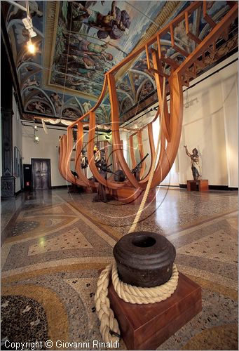 ITALY - Genova Pegli - Museo Navale - Salone degli Argonauti con l'ossatura (chiglia e ordinate) del Navis, nave mediterranea rinascimentale