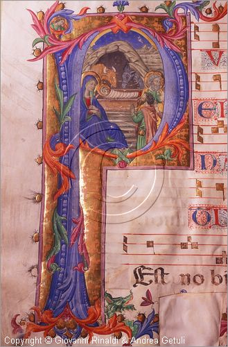 ITALY - PIENZA (SI) - Museo Diocesano d'Arte Sacra - sala 8: particolare dei codici miniati dei libri di coro della cattedrale di Pienza (1460-62)