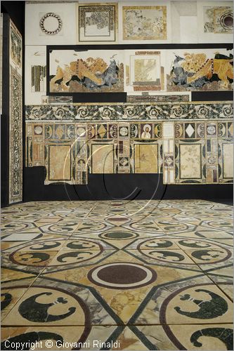 ITALY - LAZIO - ROMA - ROME - Museo dell'Alto Medioevo (ex Palazzo delle Scienze dell'EUR) - Opus Sectile di Porta Marina di Ostia Antica - la straordinaria decorazione a intarsio di marmi colorati che ornava la sala di rappresentanza di una domus monumentale - veduta generale