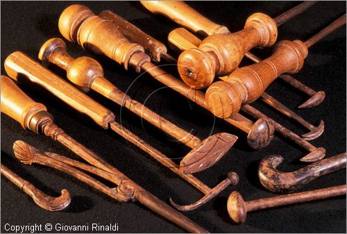 ITALY - SERRA DE' CONTI (AN)
Museo delle Arti Monastiche "Le Stanze del Tempo Sospeso" (Convento di San Francesco)
Sala VI  - serie di strumenti in metallo e legno per la preparazione dei fiori di seta