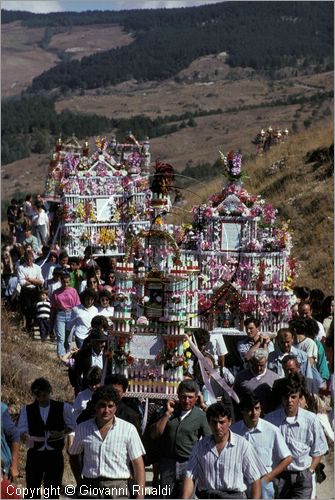 ITALY - AVIGLIANO (PZ) - Festa di Santa Maria del Carmine (8 e 9 settembre)
La processione della Madonna del Carmine scende dal Santuario sul Monte Carmine verso il paese preceduta dai "cinti" di candele e cartapesta