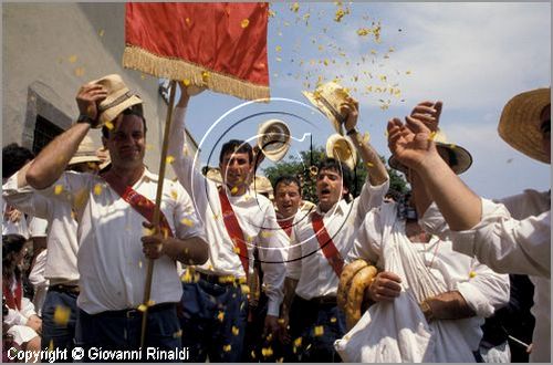 ITALY - MARTA (VT)
Festa della Madonna del Monte (14 maggio)
la festa celebra la fertilit della terra. Le antiche corporazioni
(Casenghi, Bifolchi, Villani e Pescatori) sfilano con i carri allegorici (le "Fontane") per le vie del paese e raggiungono il santuario della Madonna del Monte