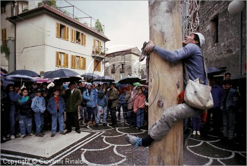 ITALY - PASTENA (FR)
Festa della SS. Croce (30 aprile - 3 maggio)
il maggio diventa l'albero della cuccagna, chi riesce a scalarlo fino alla cima vince i premi