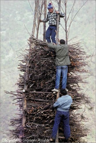 ITALY - SCANNO (AQ)  (10 novembre)
la Festa delle "Glorie di San Martino"
preparazione delle glorie che verronno bruciate la sera in enormi fal