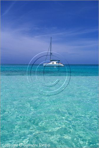 CUBA - Arcipelago delle Isole Canarreos - Cayo Campos - piscina naturale ad ovest dell'isola - catamarano all'ancora