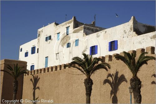 MAROCCO - MAROC - MOROCCO - ESSAOUIRA - le mura con dietro le case della medina lungo la avenue Oqba Ibn Nafiaa