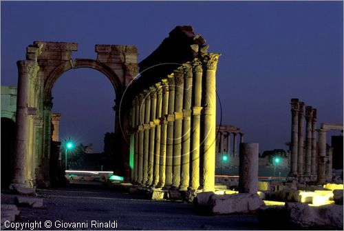 SIRIA - PALMIRA
antica città romana nel deserto
veduta notturna delle rovine, il grande colonnato e l'arco monumentale