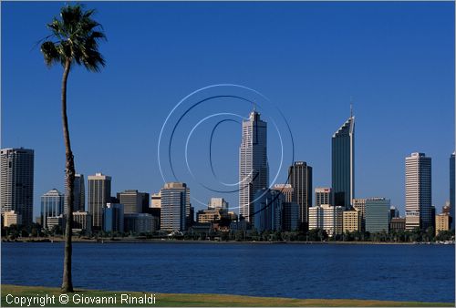 AUSTRALIA OCCIDENTALE - Perth - veduta della città dal Sir James Mitchell Park sulla sponda opposta del fiume Swan