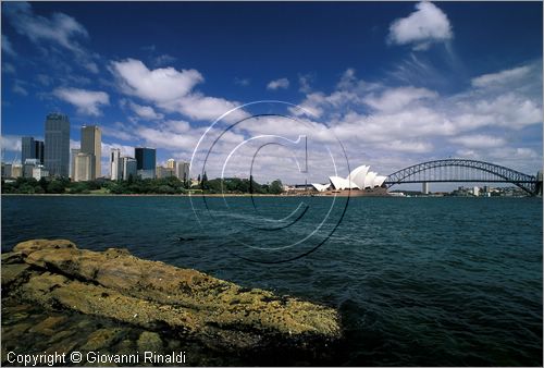 AUSTRALIA - SYDNEY - veduta del centro della città con i grattaceli e dell'Opera House dal parco  presso Mrs Macquarie's Point
